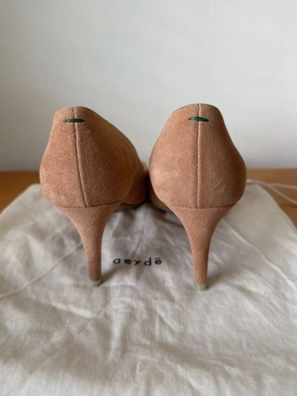 Aeyde Blush Brown Suede Pointed-Toe Pumps